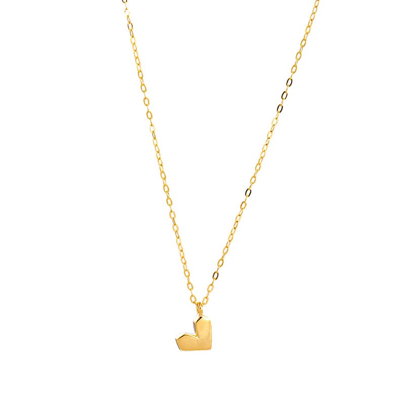 Collier cœur argent S925 aux facettes géométriques et reflets précieux