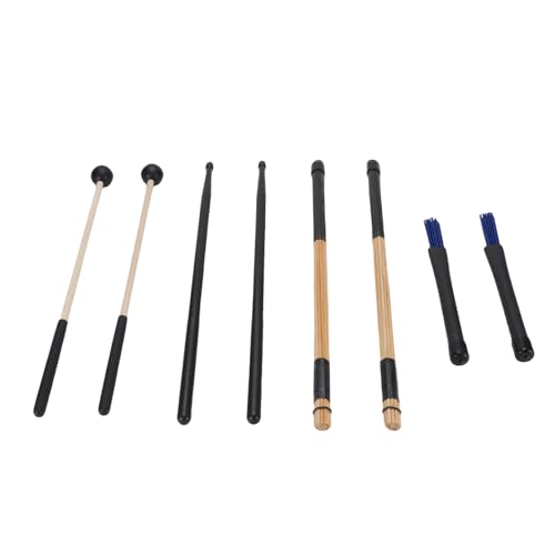 Set de baquetas, mazas y escobillas para batería, de madera de arce ligera con acabado antideslizante, incluye escobillas de alambre con mango de goma para jazz, folk y varios géneros musicales miniatura 6