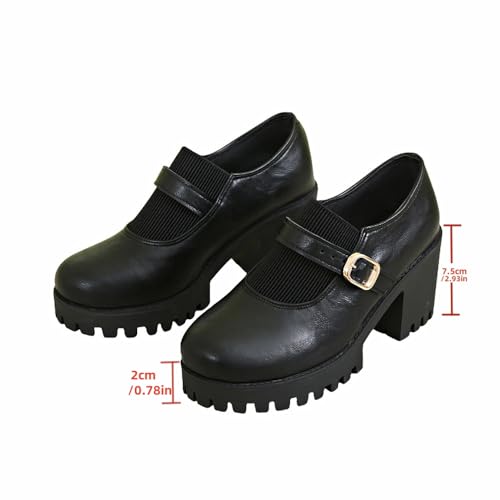Womens Mary Jane Pump Ankle Buckle Platform Lug Sole Pumps2