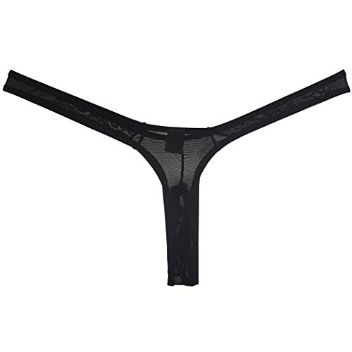 Men's Minimal Coverage Bulge Thong Underwear See-through Mesh Mini Bikini Tangas3