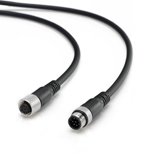 ZBLZGP Industrial M12 A-Coded 8-Pin Female to Open Cable, IP67 Waterproof, 22AWG Shielded Cable,5m Length for Factory Automation Systems