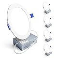 Ensenior 4 Pack 6 Inch LED Recessed Light, Dimmable, 5000K Daylight, 1200LM High Brightness, 12W 120V, 2 Pin, ERL-12X-ETL, Damp Rated, Ultra-Thin Canless Wafer Ceiling Light - ETL & FCC & IC