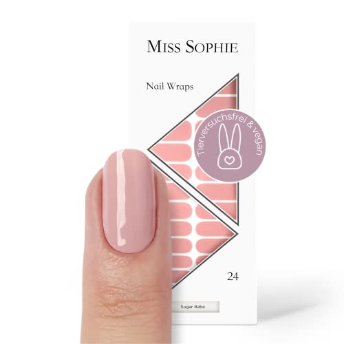 Miss Sophie Nail Wrap -'Sugar Babe', Uni, Tons nude, Nail Wraps -24 nail wraps auto-adhésifs ultra-fins longue durée