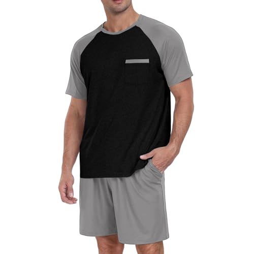Ensemble sport homme short tee shirt bicolore sportswear jogging casual