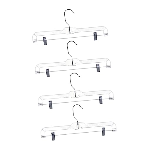 HOOTNEE 4Pcs Versatile Pants Hangers with Clips Plastic Closet Rack for Organizing Pants Jeans Shorts Dresses Space Saving Design for Efficient Closet Storage