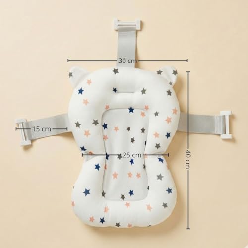 Miniatura 3 de Cojín Para Bañera De Bebé Asiento Ergonómico Ajustable Y Portátil Con Malla Antideslizante, Almohada Reductora, Hamaca De Ducha Con Diseño De Estrellas Blanco