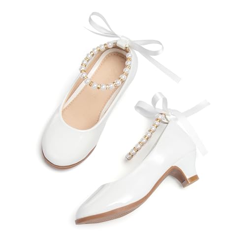 Image of THEE BRON Girls Low Heel Dress Shoes Mary Jane Party Wedding Flower Girl Pumps