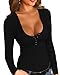 Fisoew Langarmshirt Tiefer Ausschnitt Damen Henley Shirt Sexy Baumwolle Button Down Oberteile(Schwarz,S) Baby,Schwarz günstig Kaufen-Fisoew Langarmshirt Tiefer Ausschnitt Damen Henley Shirt Sexy Baumwolle Button Down Oberteile(Schwarz,S)