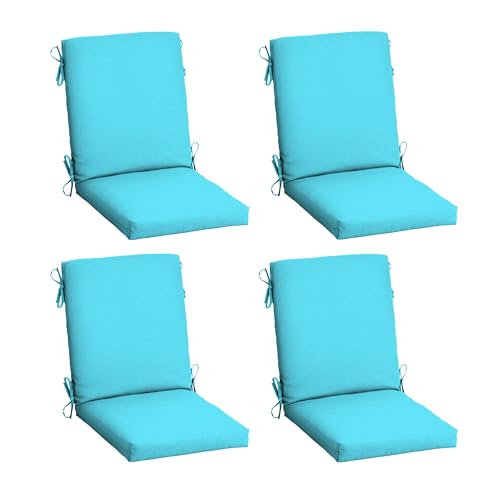 Arden Outdoor Dining Chair Cushion, 4-Pack, 20x44, Pool Blue