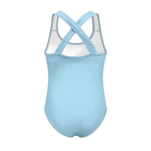 Image of WELLFLYHOM Girls Bathing Suits One Piece 5-14 Kids Full Coverage Swimsuits Cross Back Summer Swimwear for Beach Holiday