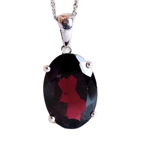 Cadeau pour femme unique : collier ovale en argent sterling 925 avec pendentif en grenat rouge