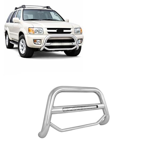 Image of Black Horse MAX Beacon Bull Bar No Skid Plate Stainless Steel Compatible with 1999-2003 Infiniti QX4|1999-2004 Nissan Pathfinder-MAB-NIB4201S