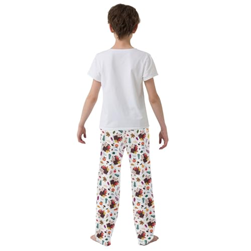ZZXXB Autumn Hedgehog Leaves Boys Long Pants Soft Trousers Elastic Waist Kids Lounge Bottoms with Pockets S-XL3