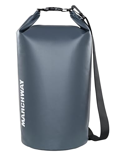 MARCHWAY Floating Waterproof Dry Bag Backpack 5L/10L/20L/30L/40L, Roll Top Sack Keeps Gear Dry for Kayaking, Rafting, Boating, Swimming, Camping, Hiking, Beach, Fishing (Grey, 40L)
