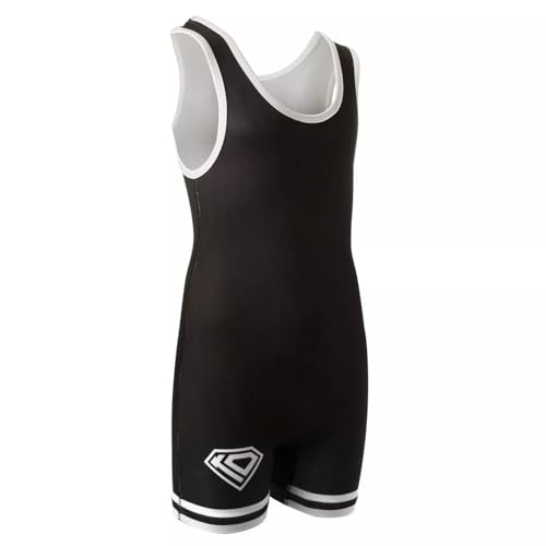 KO Sports Gear Unisex Wrestling Singlet for Adult Wrestlers - Wrestling Singlet for Men & Women - Bold Durable Uniform, Stretchy Breathable Material - Black, Adult X-Small