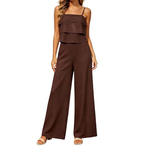Conjunto de playa de dos piezas con volantes y pantalón de algodón cómodo para mujer