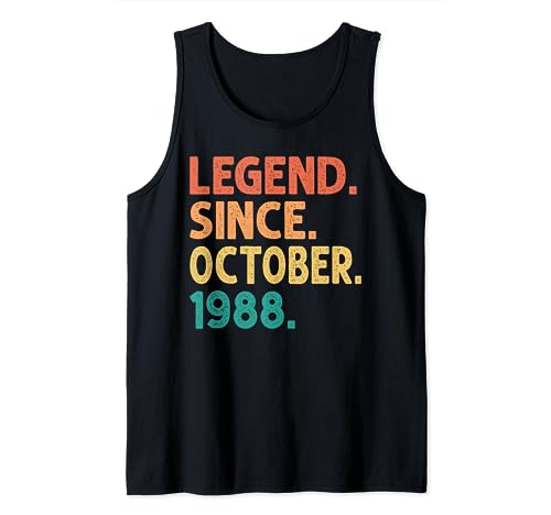 Legend Since October 1988 Birthday Idea 1988 Vintage October Camiseta sin Mangas