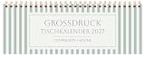 Tischquerkalender Großdruck Streifen 2027: 1 Woche 2 Seiten; Tischquerkalender mit viel Platz für Notizen; Format: 29,8 x 10,5 cm
