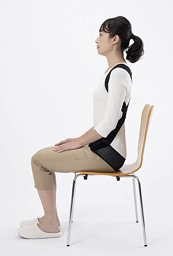 【日本製】丸まった背中を起こす姿勢のサポーター ブラック