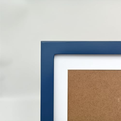 Image of 9x9 Picture Frames Blue with Mat 7x7 Opening Solid Wood Frame, Plastic Panel (Film Needs to be Removed) Table or Wall.Front Window Opening 8.6x8.6 inch.
