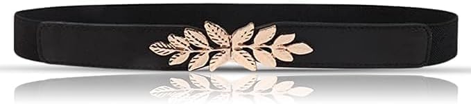 Elastic Fabric Waist Belt for Women Dresses Leaf Design Stretchy Slim Ladies Belt for Saree Girls Jeans - Free Size (LD22_P)