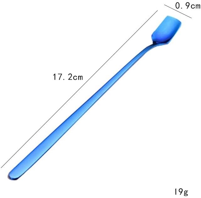 Silverware Flatware Set, 1/4/6/8/10 Pcs Restaurant 304 Stainless Steel Long Handle Coffee Spoon Thickened 304 Stainless Steel Long Handle Ice Spoon (Color : Blue, Size : 8Pcs)