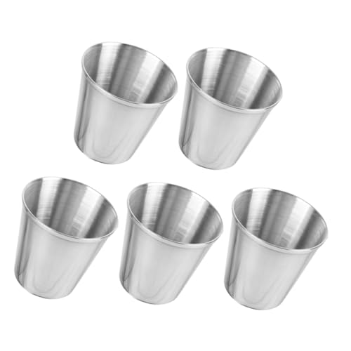 MUCKLILY 5pcs Stainless Steel Ramekins Multi-use Dipping Cups for Sauces Seasonings and Condiments for Parties and Banquets Capacity