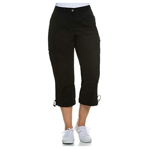 Ulla Popken Hose, 7/8 Pantalon, Schwarz (Schwarz 10), W46 Femme