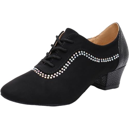 Chaussures de danse de salon en cuir femme 6cm bout fermé salsa tango
