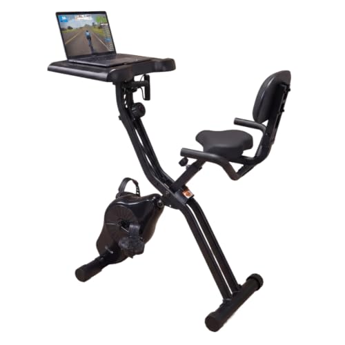 Image of Cult X-Bike with Table | Sturdy & Stable Design | Foldable Exercise Bike for Home | 8-Level Magnetic Resistance | Adjustable Seat & Handle | LCD Display | Laptop & Tablet Desk | 120 kg Capacity