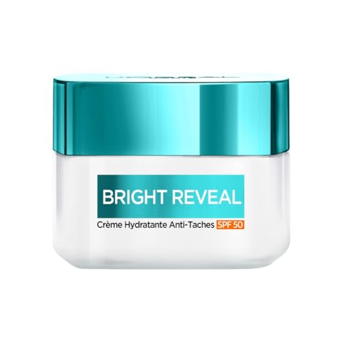 L’Oréal Paris - Crème Hydratante Anti-Taches - SPF50 - Enrichie en Niacinamide - Lisse & Réduit les Taches - Pour Tous Types de Peau - Bright Reveal - 50 ml
