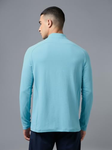 Image of TECHNOSPORT Men's Solid Full Sleeve T-Shirt ELASTOPLUS Quick Dry Slim Fit Mock Neck Sports Tee for Training Layering Casual Wear UPF50+ Anti Odour