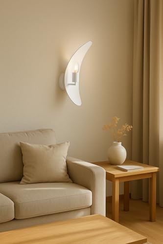 Image of BENE Apia Mild Steel Indoor Modern Wall Light, E-27 Base Wall Lamp for Home Decor - Living Room, Bedroom, Corridor, Staircase, Foyer, 36 cm (White, Pack of 1)