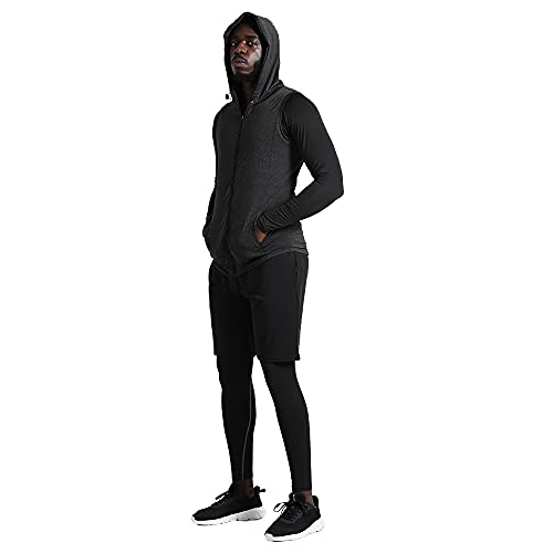 Image of BUYJYA 5Pcs Men's Compression Pants Shirt Top Long Sleeve Jacket Athletic Sets Gym Clothing Mens Workout Valentine's Day gift