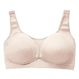 Bügelloser Still-BHs für Damen, UK-Knopf vorne, volle Abdeckung, Schwangerschafts-BH, bequemer Alltags-BH, beige, M