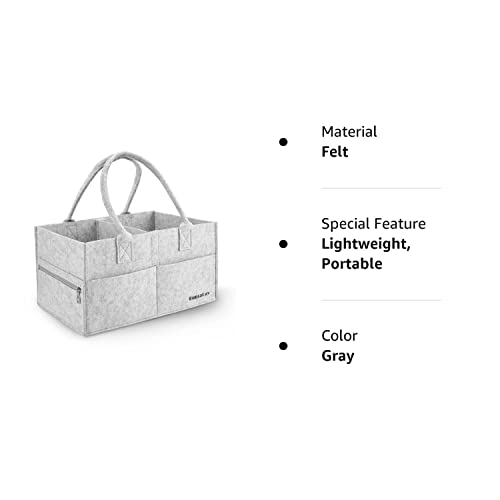 Runsabay Baby Diaper Caddy Organizer | Portable Nursery Essentials Storage Basket Bin For Changing Table And Car | Shower Basket For Newborn Boy And Girl | Gray #TOP7