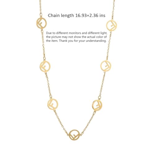 Exquisite 18K Vintage Color F Letter CZ Gold Necklace for Women, chunky necklaces for women, Classic and Simple Design for Elegant Women Jewelry Birthday, Thanksgiving Gifts4