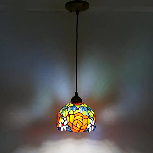 YCWZKJ Lámpara Colgante de Techo con vitrales en Dos Colores, para Sala de Estar, Dormitorio, Comedor, Cocina, Isla, Pasillo, 20 cm