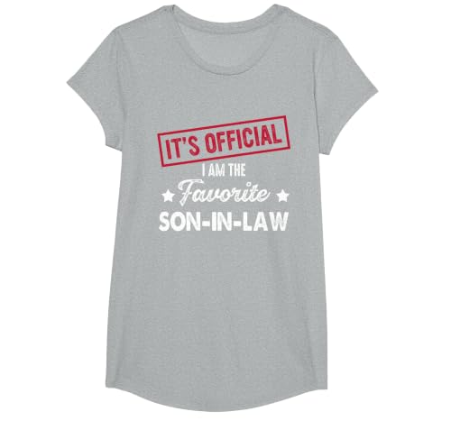 It's Official I'm The Favorite Son-in-Law T-Shirt, Girls, Heather Grey, Small