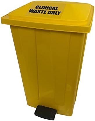 50L Litre Yellow Medical Clinical Recycling Commercial Utility Waste Trash Pedal Bin