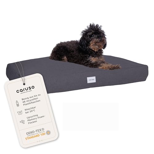 Caruso Recycling Hundebett L wasserabweisend - für Grosse, mittelgroße und kleine Hunde, ergonomisch, Hundekissen waschbar, Abnehmbarer Bezug, Hundebett orthopädisch durch Memory Foam, schwarz