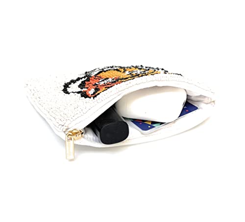 Tiger Beaded Coin Purse, Beaded Coin Pouch, Tiger Bead Purse, Tiger White Beaded Purse #TOP2
