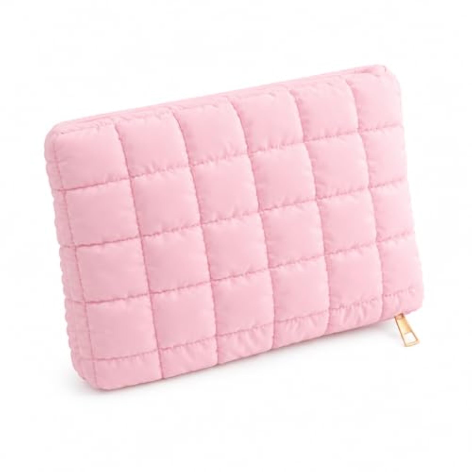Light Pink Quilted Cosmetic Bag for Women