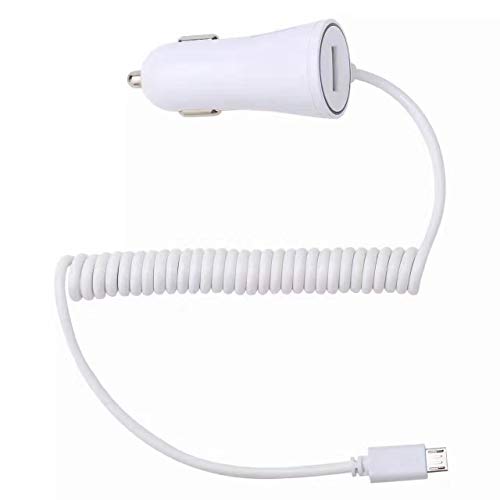 Shot Case - Cable Chargeur Allume Cigare Micro-USB pour Samsung Galaxy Ace 4 Smartphone Android Port USB Prise Voiture Universel (Blanc)