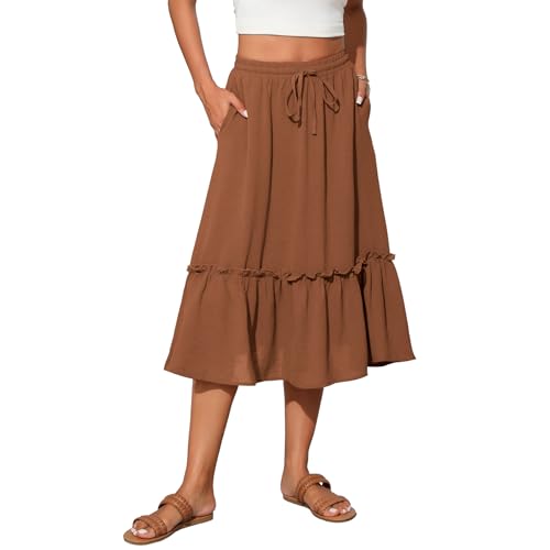 Image of Witsmile High Waist Tiered Skirts for Women Flowy Skirts for Women Long Length with Pockets 2026 Fashion Trendy