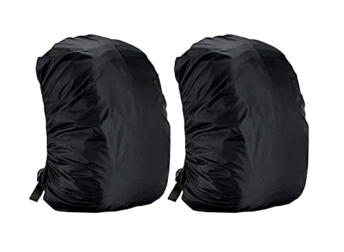 Waterproof Dust Proof Rain Cover for Backpack Bags, 30L-40L Rainproof Dustproof Protector Raincover Adjustable for Hiking Camping Traveling Climbing Cycling, Black (Bag Cover 2 PCK)