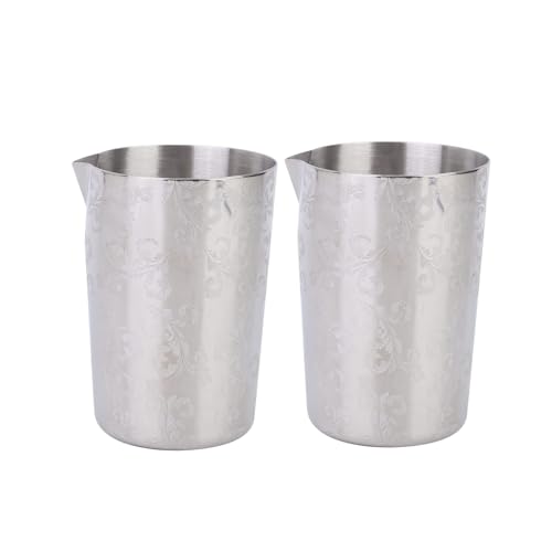 2Pcs Stainless Steel Cocktail Mixing Glass Tin, Double Wall Mixing Tin Cocktail Shaker Cocktail Mixing Glass Pitcher for Craft Bars 500ml