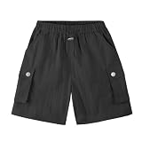 [Rolanko] キッズ ショートパンツ ハーフパンツ 女の子 半ズボン 水陸両用 ビーチパンツ カーゴショートパンツ 軽量速乾 無地 おしゃれ ブラック 160