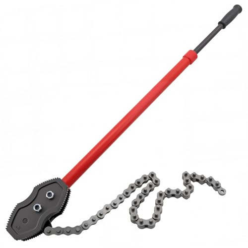 KARRYTON Telescopic Chain Tong Wrench 47.5 Extra Long Chain Fits Pipe Diameter Up to 12 Heavy Duty Adjustable Chain Pipe Wrench for Large Pipes Oil Field Plumbing & Industrial Use