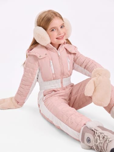 Image of Haloumoning Kid Snowsuit Girls Hooded Waterproof Insulated Ski Suit